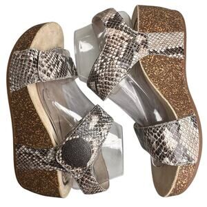 Abeo Una Wedges Sandals Stone Women's Size US 8.5 Bohemian Animal Print Comfort